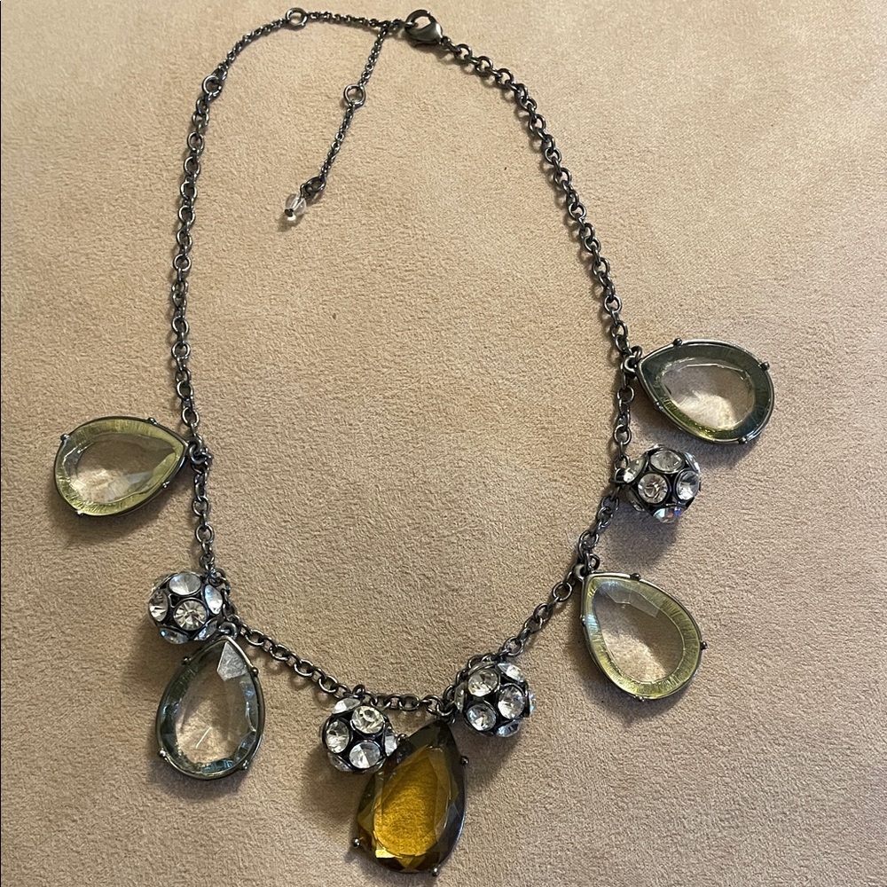 Elegant Yellow and Silver Teardrop Necklace